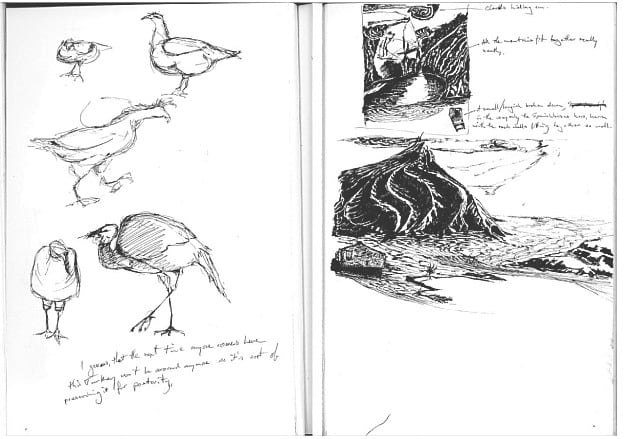 Poster detail showing theme The First Line with pencil sketches